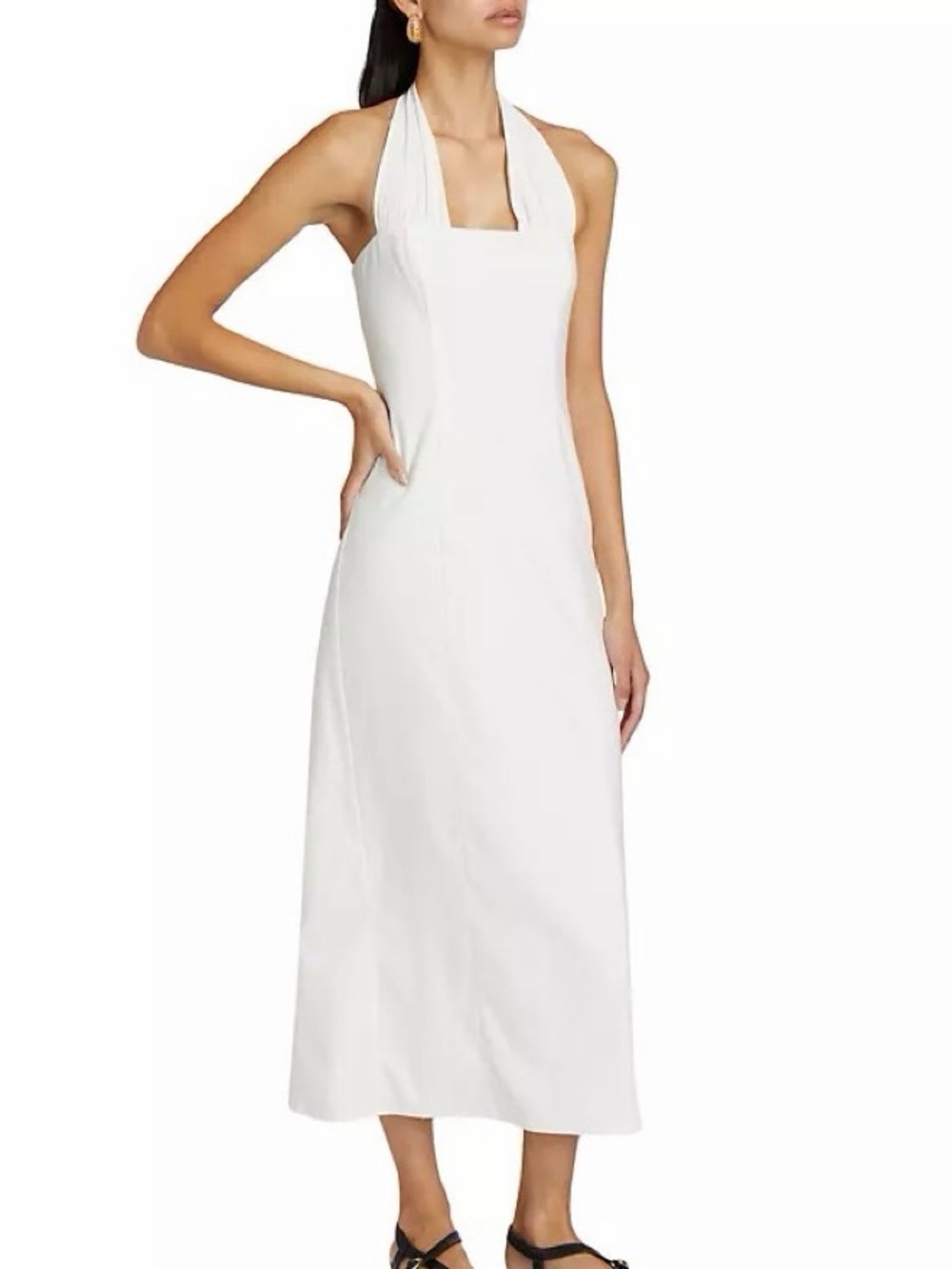 Reformation Bessi White Linen Halter Midi Dress